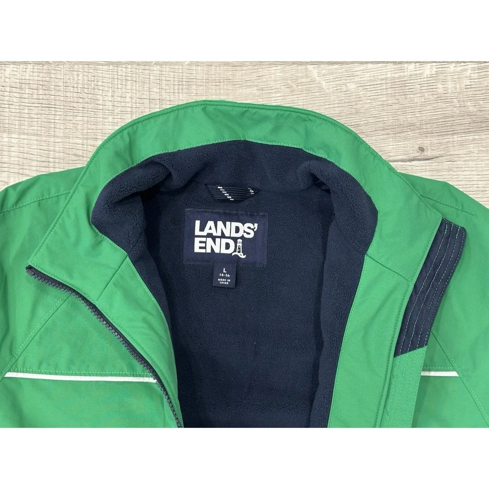 Land's‎ End Kelly Green Squall Bomber Boys Girls Jacket Youth Size Large (14-16)